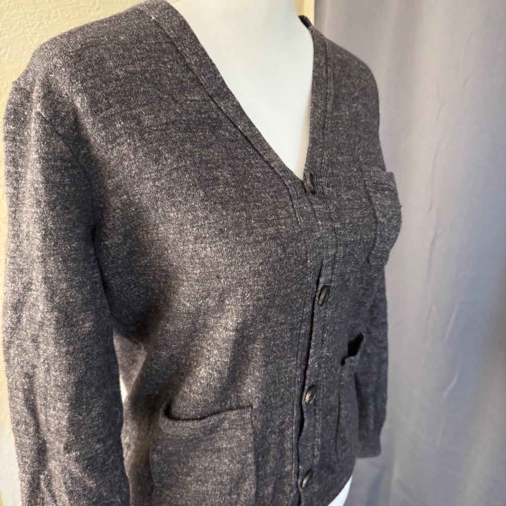 J.Crew Womens Wool Linen Blend Cardigan Sweater Charcoal Gray Style - Picture 4 of 11